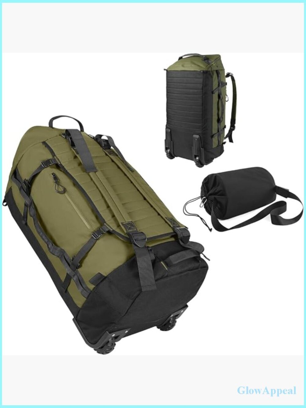 85L 29" Foldable Rolling Backpack with Wheels, Travel Duffle Bag, Separate Shoe